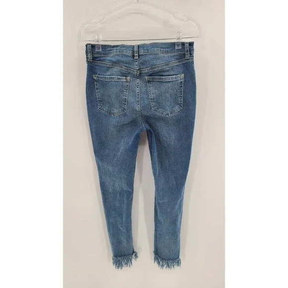 Free People Womens Jeans Size 29 Blue Distressed Frayed Hem Skinny Boho Indie - Picture 6 of 11